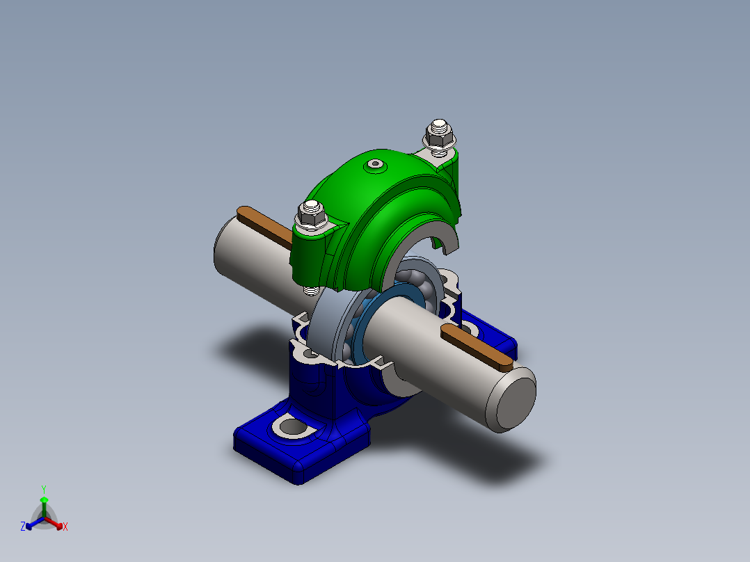 Cojinetes滚珠轴承与轴承座3D数模图纸 Solidworks设计正等轴测图