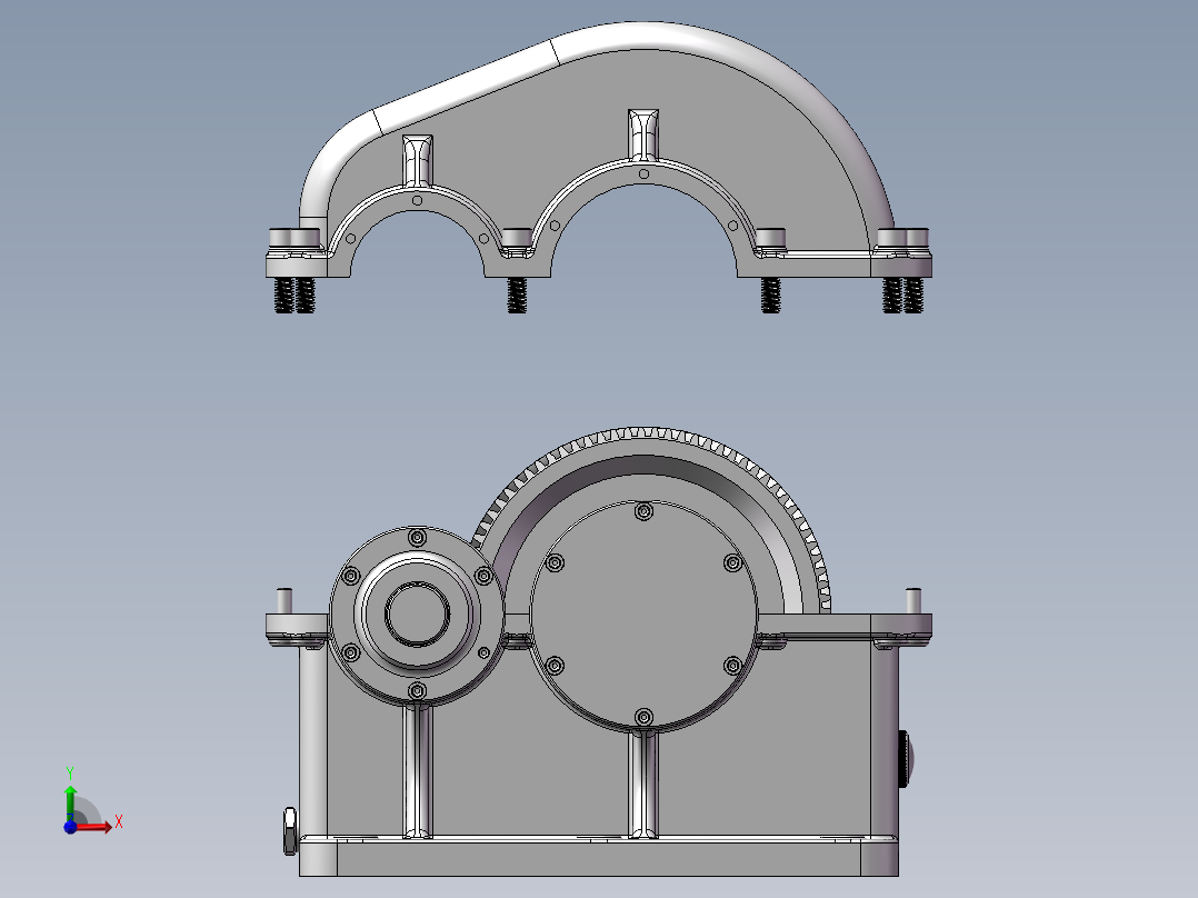 V带二级展开式圆柱齿轮减速器前视图