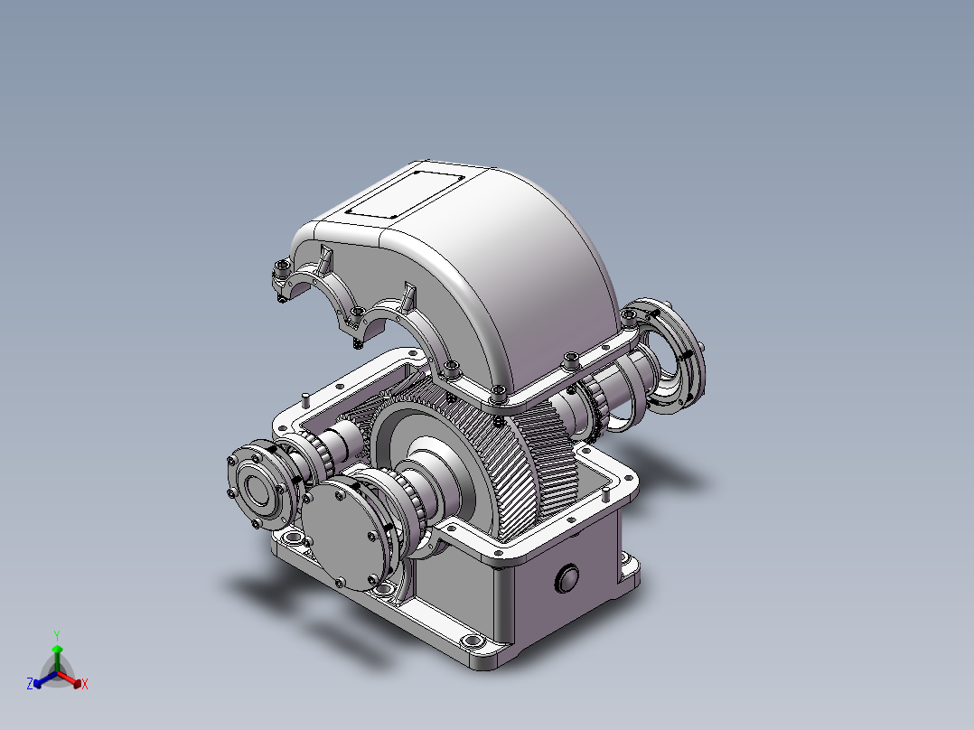 V带二级展开式圆柱齿轮减速器正等轴测图