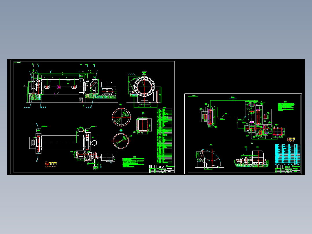 川矿球磨机两张总图