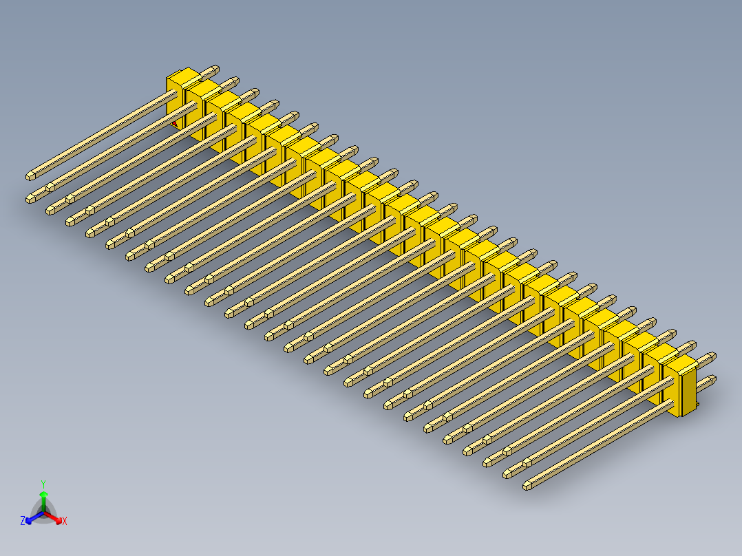 彩色公头100mil（2.54mm）系列-DS1021_yellow_2x26p_100mil_Type19_rev1.0主视图