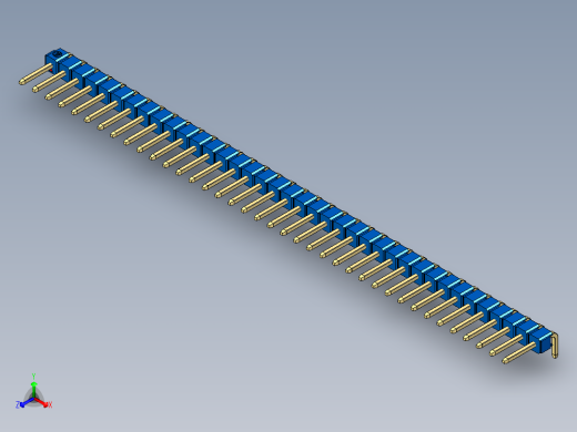 彩色公排针 100mil 2.54mm 系列-DS1022_blue_1x38p_100mil_TypeD_rev1.0