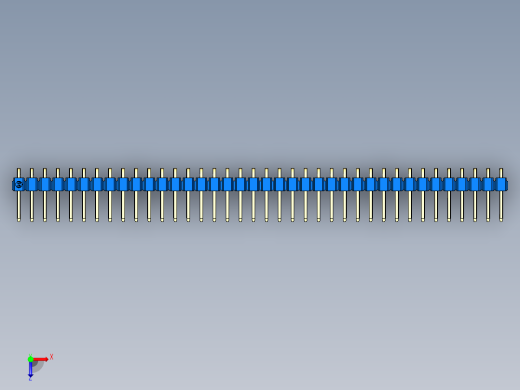 彩色公排针 100mil 2.54mm 系列-DS1022_blue_1x38p_100mil_TypeD_rev1.0俯视缩略图