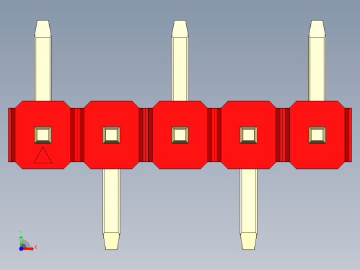 彩色公排针 100mil 2.54mm 系列-DS1022_red_05p_100mil_Type_SMT_R1_rev1.0前视缩略图