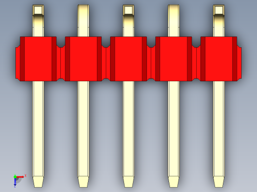 彩色公排针 100mil 2.54mm 系列-DS1022_red_05p_100mil_Type_SMT_R1_rev1.0俯视缩略图