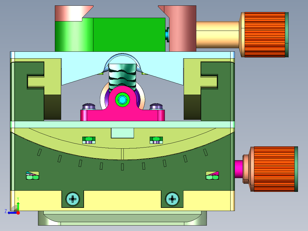 手拧涡轮双向旋转台右视图