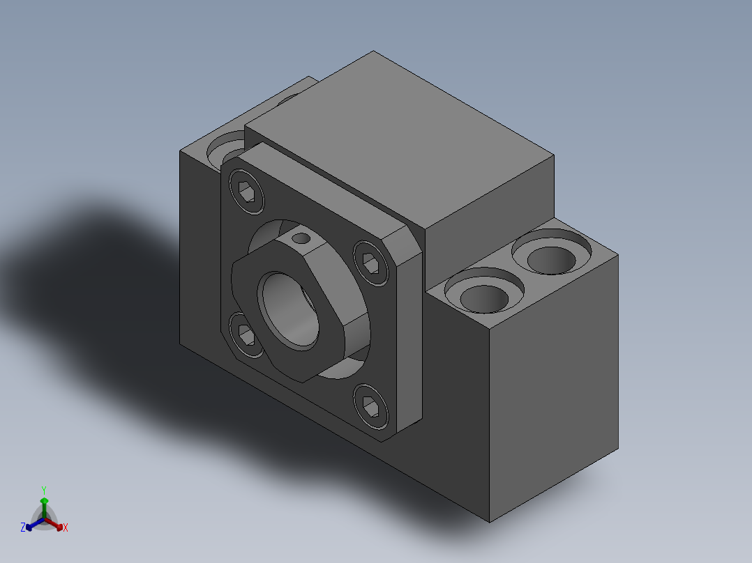 丝杆轴承座C-TBK12正等轴测图