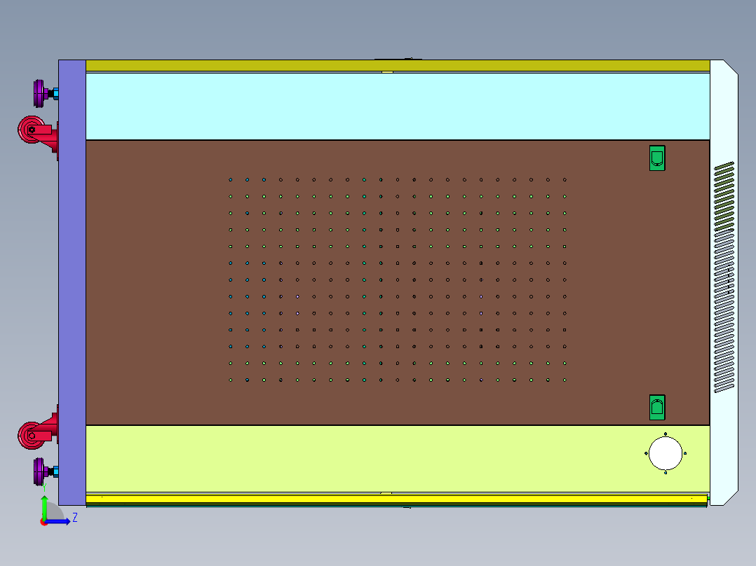 弱电交换机网络监控机柜左视图