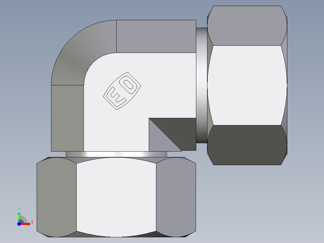 卡套式工业通用硬管接头EO_Swivel_nut_elbow_EW30ZS71前视图