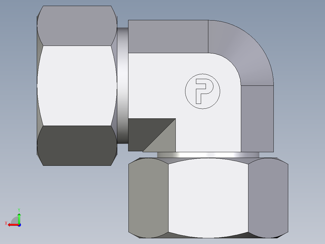 卡套式工业通用硬管接头EO_Swivel_nut_elbow_EW30ZS71后视图