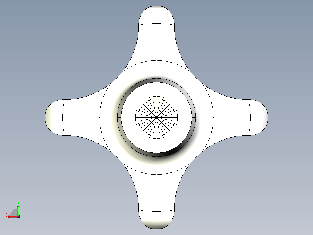 星型把手(鋁合金)2463-3D多系列多零件图纸模型后视图