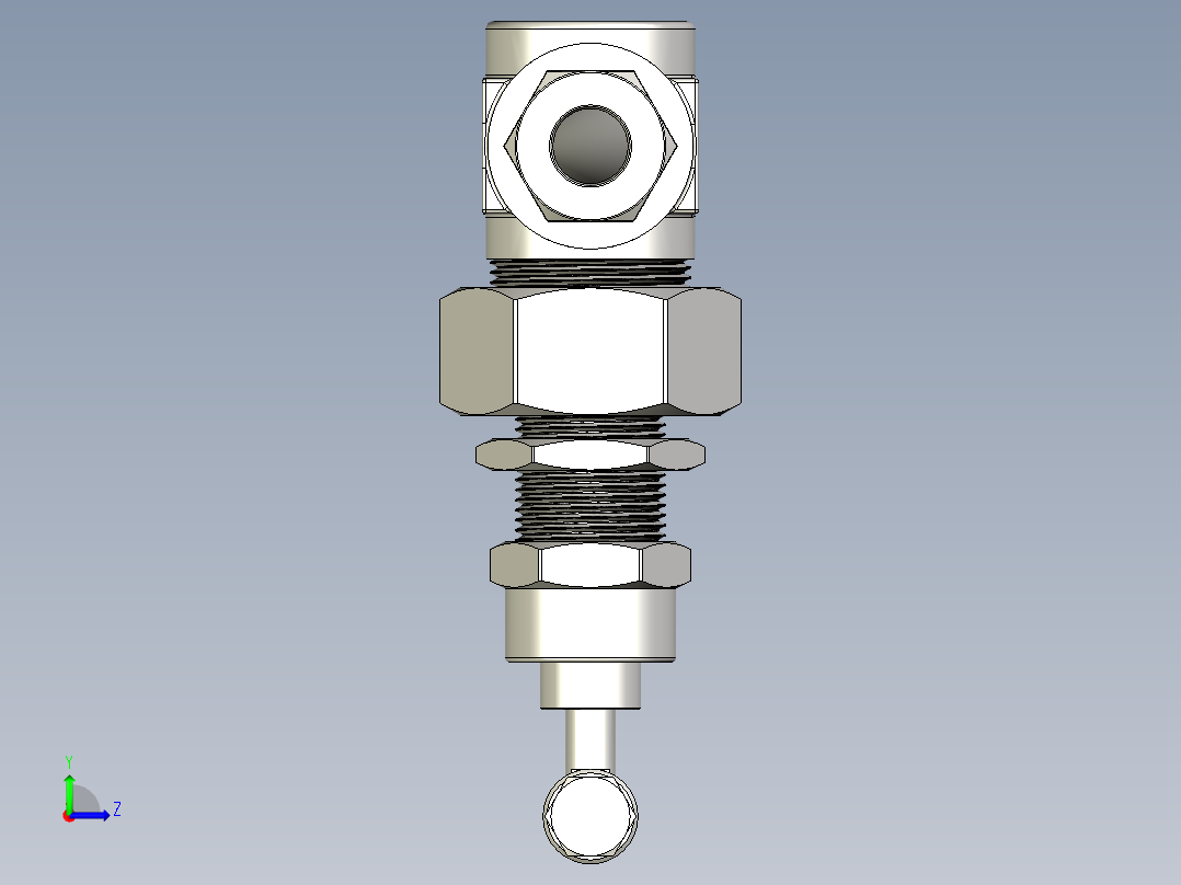 不锈钢严酷应用活接头阀盖针阀，GB系列，调节杆左视图