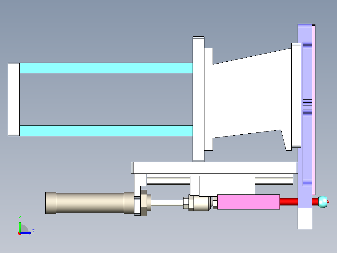 油嘴的分料气缸机构左视图