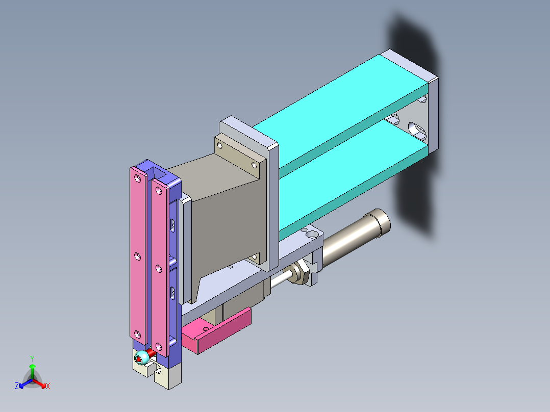 油嘴的分料气缸机构正等轴测图