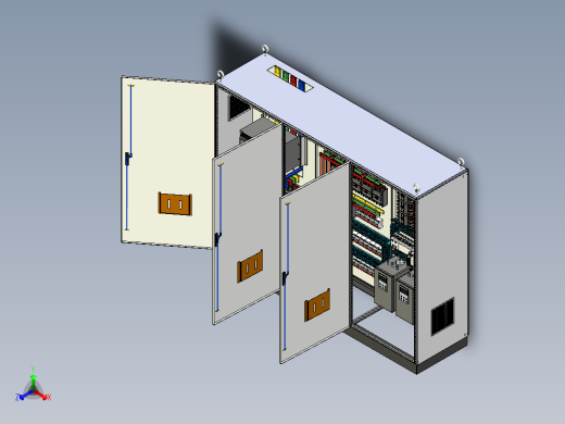 三柜组装万能断路器630A正装plc软启动控制柜 55391正等轴测缩略图