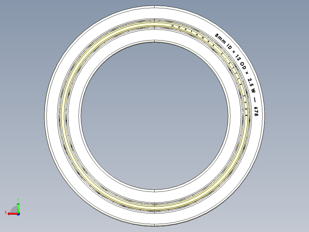 完整的公制600微型系列，开放式轴承库SolidWorks和Step模型后视图