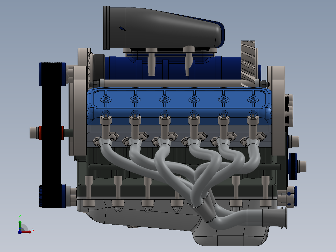 十二缸内燃机（V12发动机）前视图