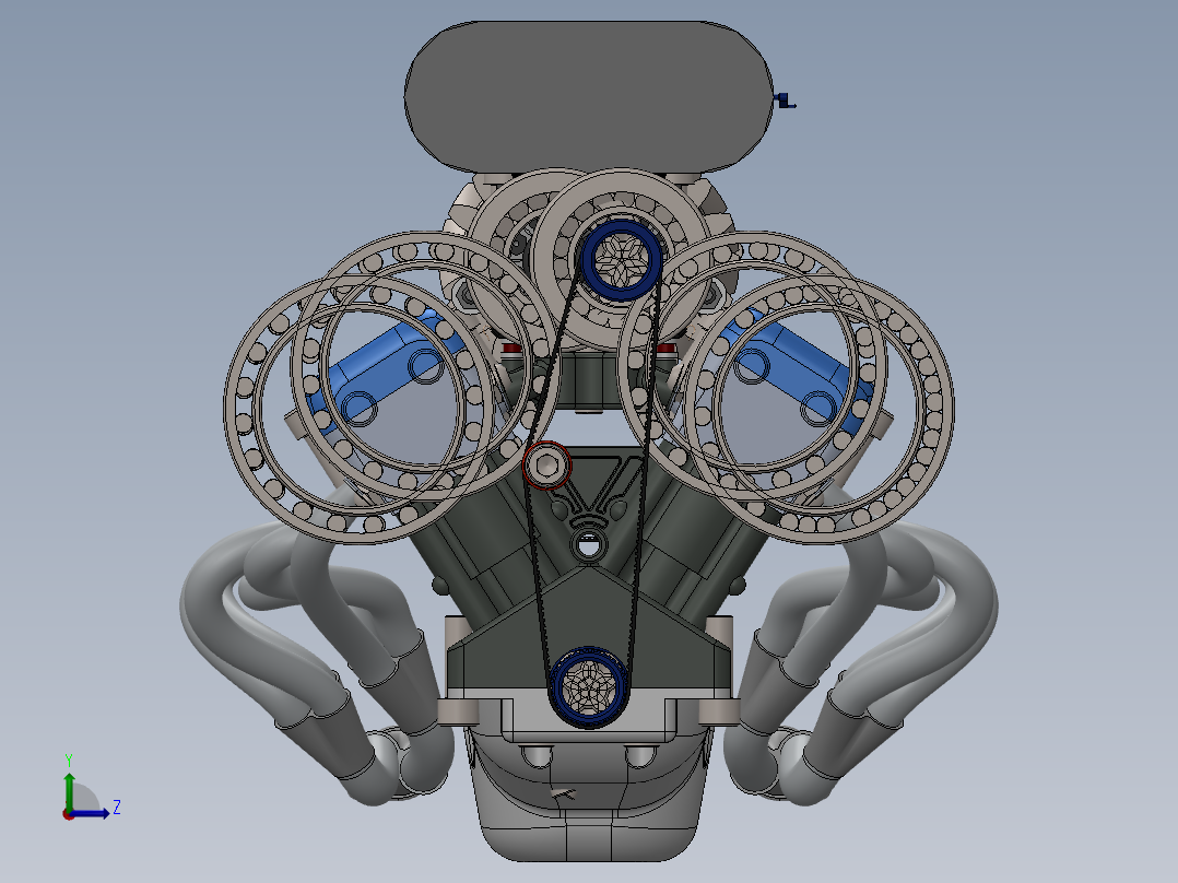 十二缸内燃机（V12发动机）左视图