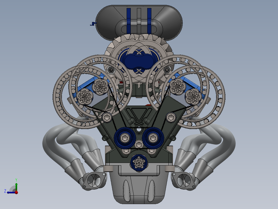 十二缸内燃机（V12发动机）右视图