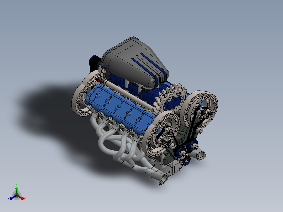 十二缸内燃机（V12发动机）正等轴测图