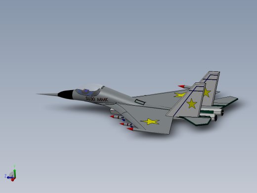 SU30 MMK苏30战斗机简易模型3D图纸 Solidworks设计