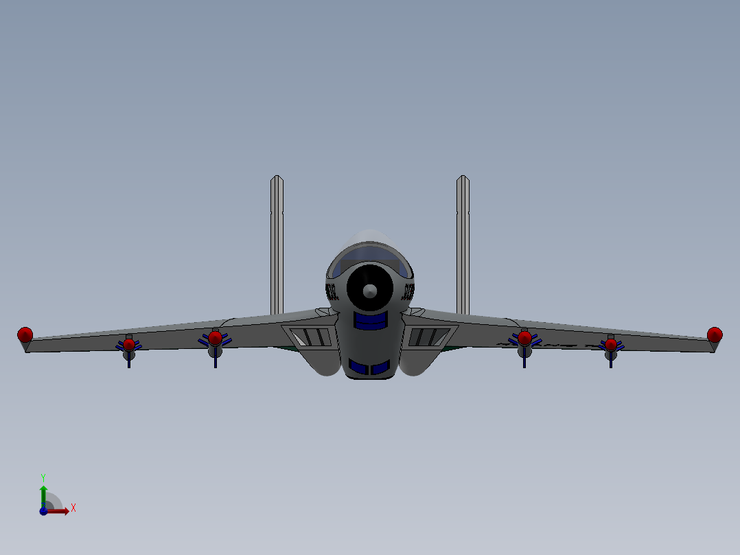 SU30 MMK苏30战斗机简易模型3D图纸 Solidworks设计前视图