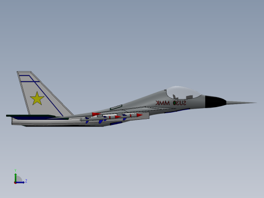 SU30 MMK苏30战斗机简易模型3D图纸 Solidworks设计左视缩略图