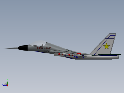 SU30 MMK苏30战斗机简易模型3D图纸 Solidworks设计右视缩略图