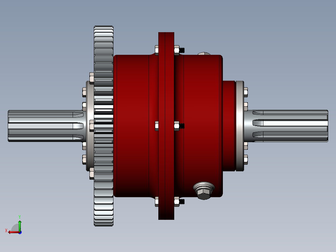 差动齿轮差速器结构3D图纸 Solidworks设计 附平面图后视图