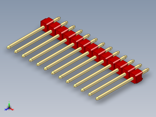 彩色公头100mil（2.54mm）系列-DS1021_red_1x13p_100mil_Type5_rev1.0