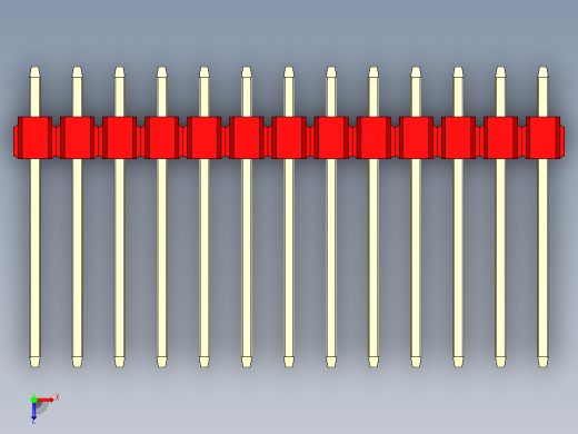 彩色公头100mil（2.54mm）系列-DS1021_red_1x13p_100mil_Type5_rev1.0俯视缩略图