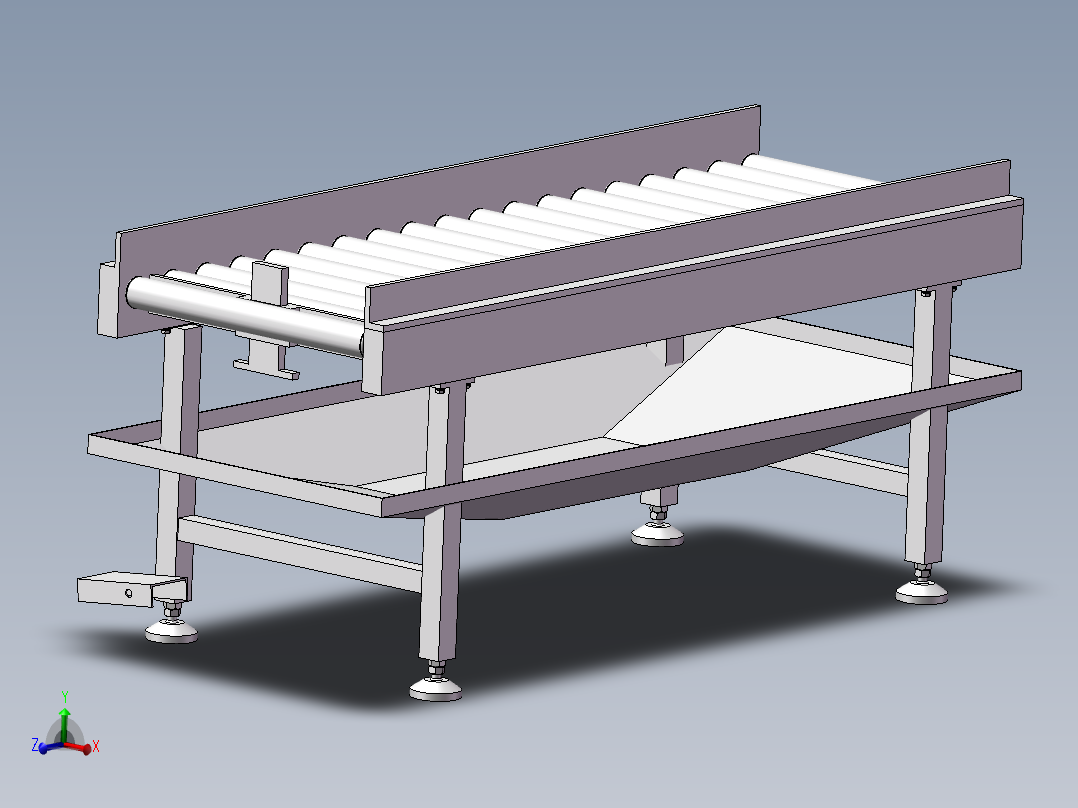 无动力滚筒输送线生产模型设计3D图纸三维素材模型3D图纸