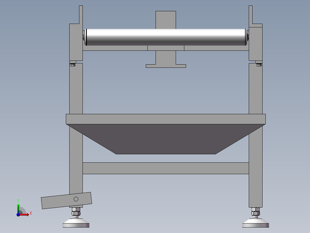 无动力滚筒输送线生产模型设计3D图纸三维素材模型3D图纸前视图