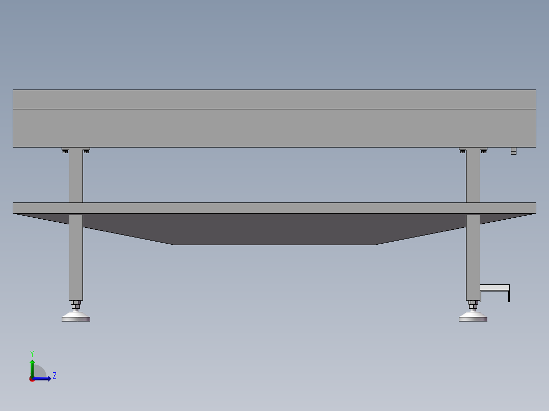 无动力滚筒输送线生产模型设计3D图纸三维素材模型3D图纸左视图