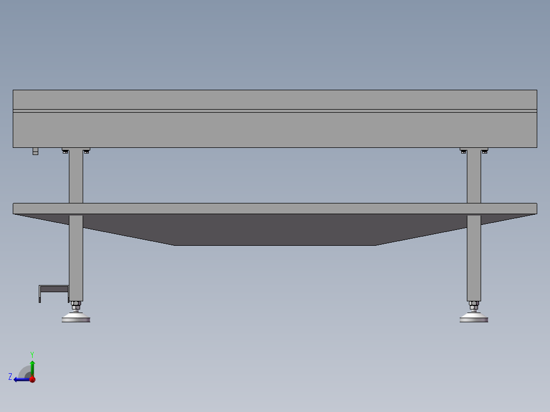 无动力滚筒输送线生产模型设计3D图纸三维素材模型3D图纸右视图