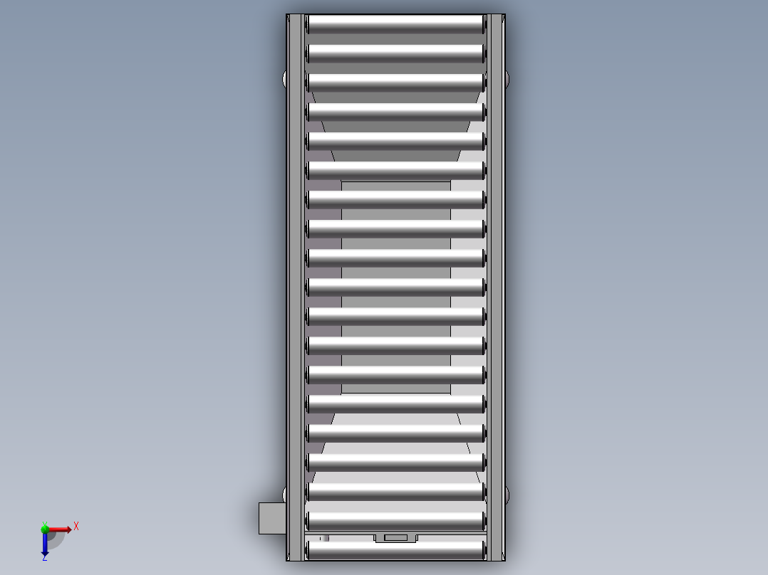 无动力滚筒输送线生产模型设计3D图纸三维素材模型3D图纸俯视图