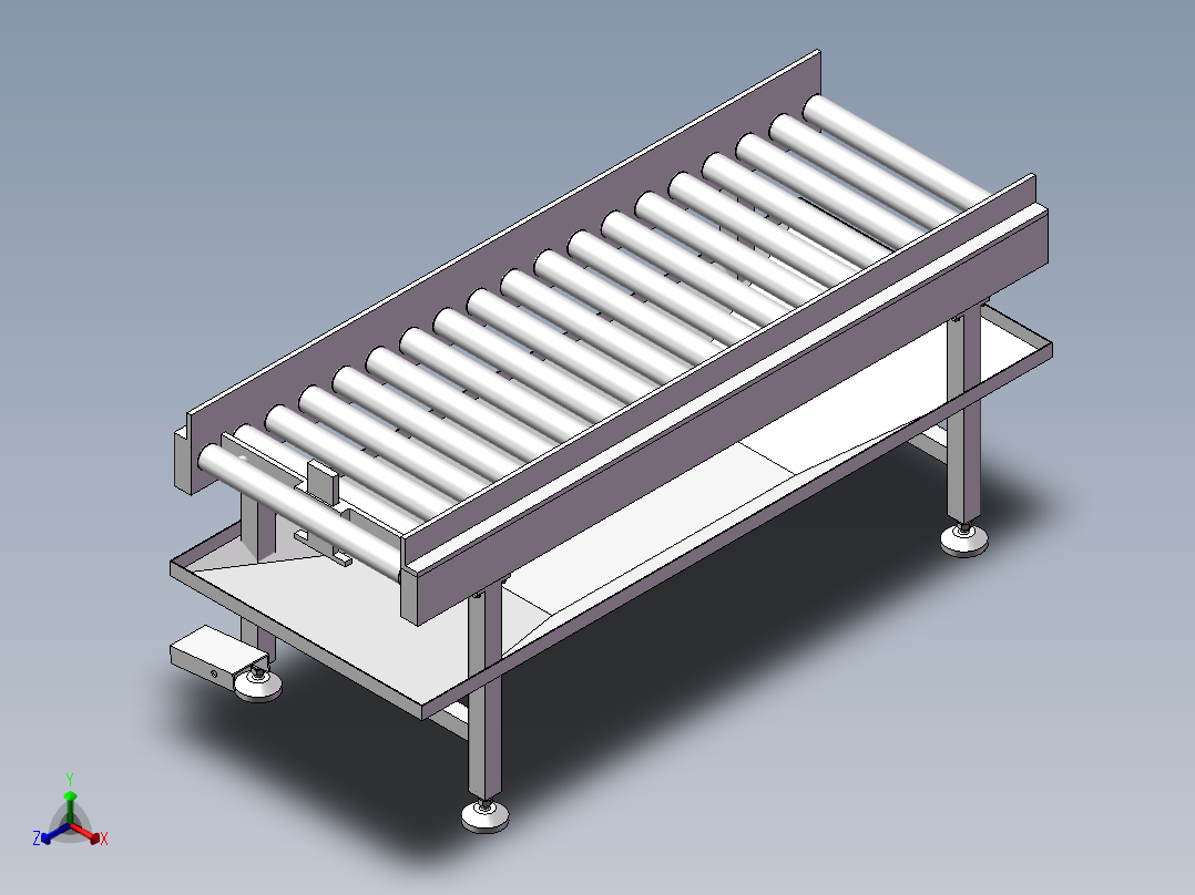 无动力滚筒输送线生产模型设计3D图纸三维素材模型3D图纸正等轴测图