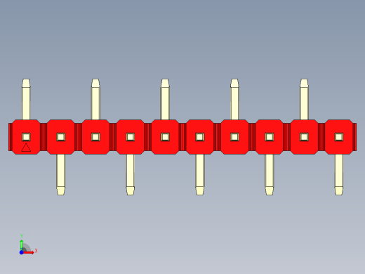彩色公排针 100mil 2.54mm 系列-DS1022_red_10p_100mil_Type_SMT_R1_rev1.0前视缩略图