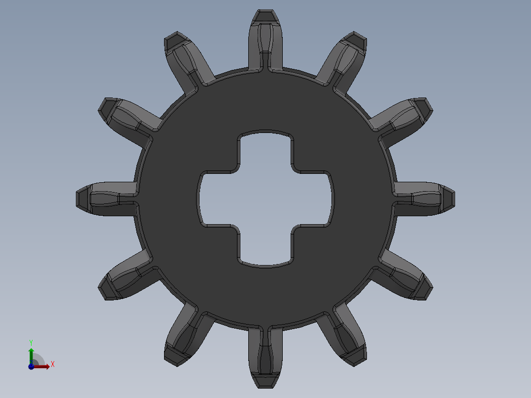 32270 Medium Stone Grey Technic Gear 12 Tooth Double Bevel.SLDPRT前视图