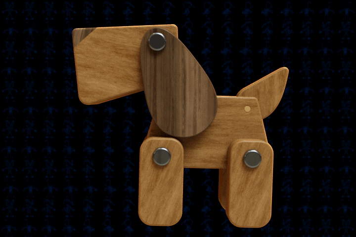 铰接简易木制狗狗玩具