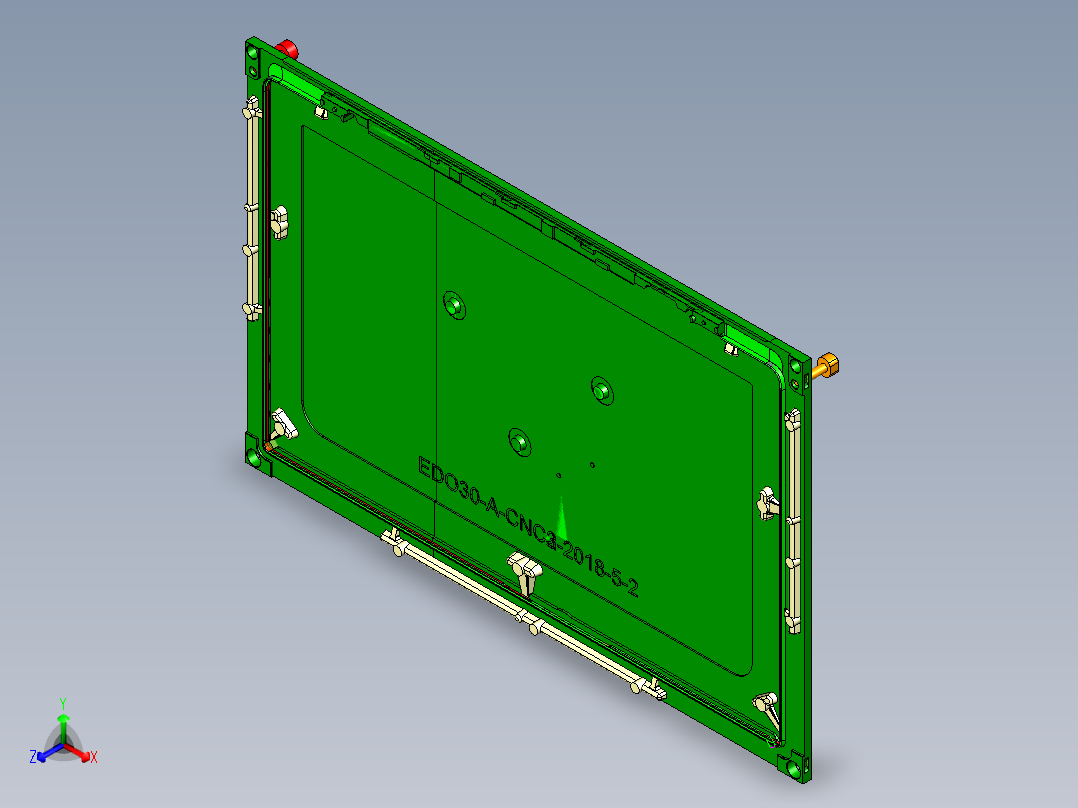 冲压件平板外壳铣包胶结构UG编程程序模型正等轴测图