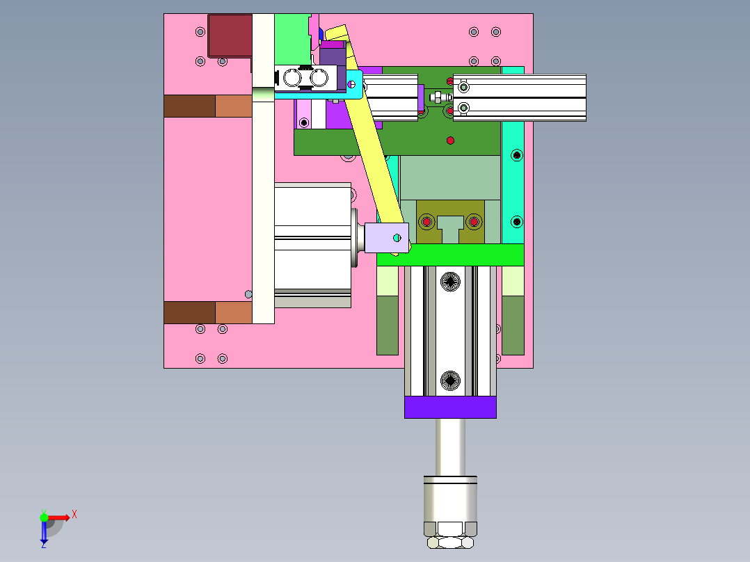 带横移送夹切插机构俯视图