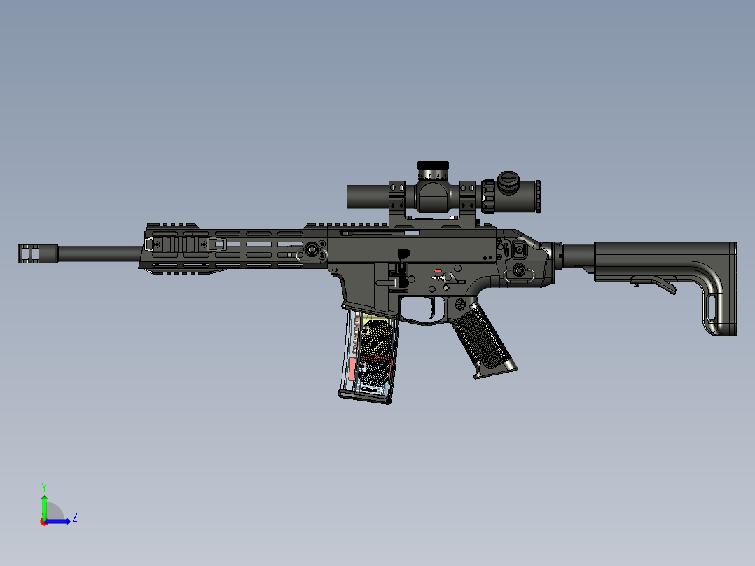 手枪左轮冲锋枪老式狙击步枪设计3D图纸perun-s-beowulf STP左视图