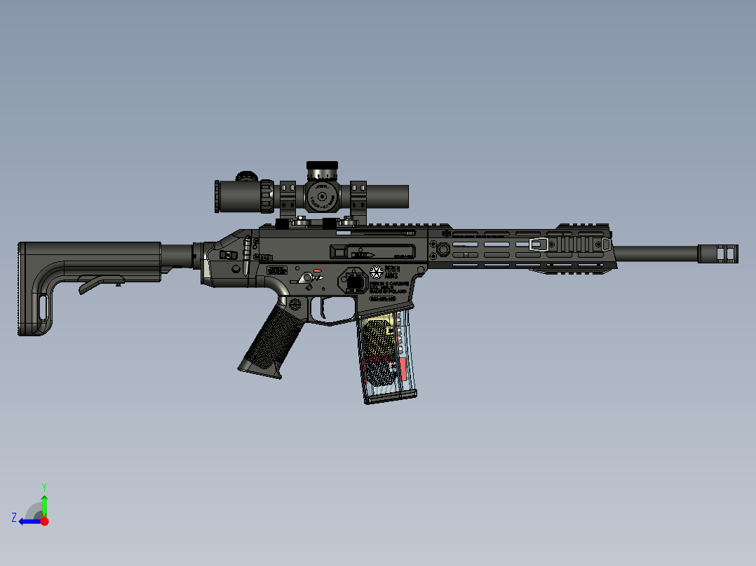 手枪左轮冲锋枪老式狙击步枪设计3D图纸perun-s-beowulf STP右视图