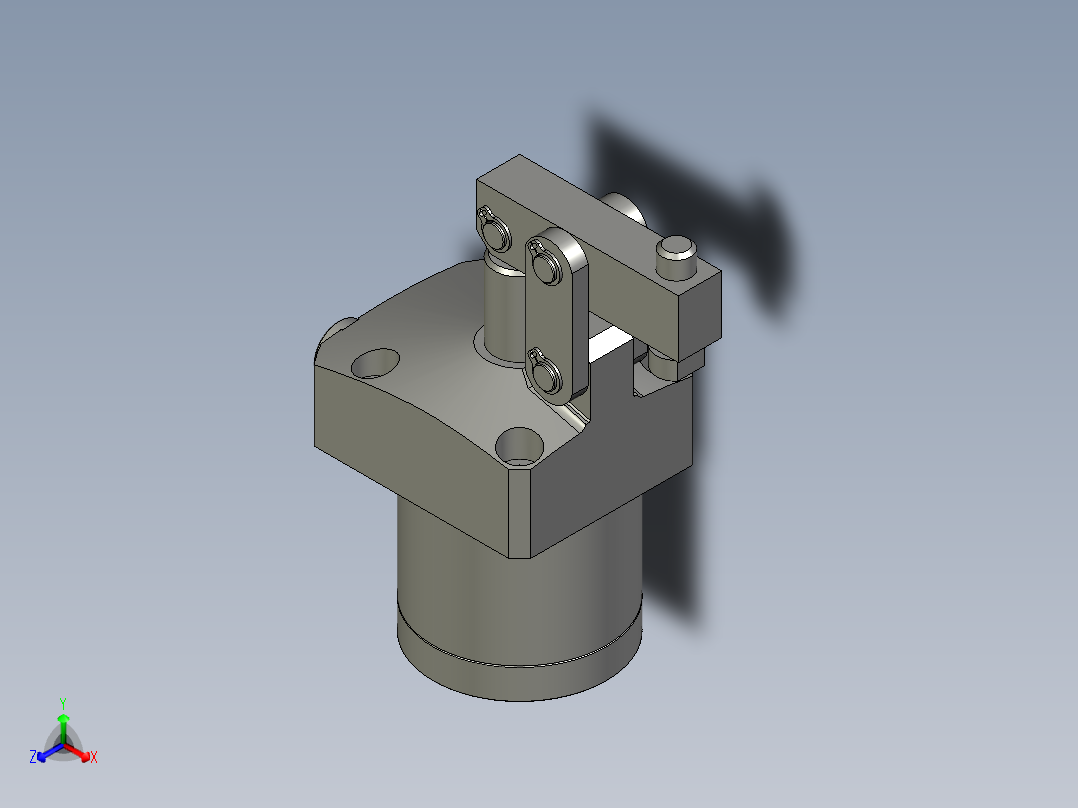 YLN05-N单动连杆夹紧器正等轴测图
