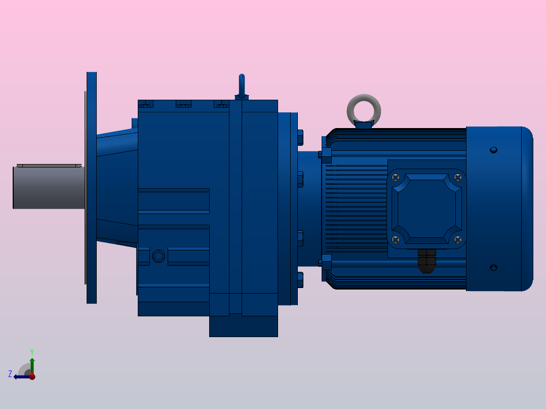 RF167法兰轴伸式安装斜齿轮减速机RF167-Y45-4P-225M-M1-0°-Φ550右视图