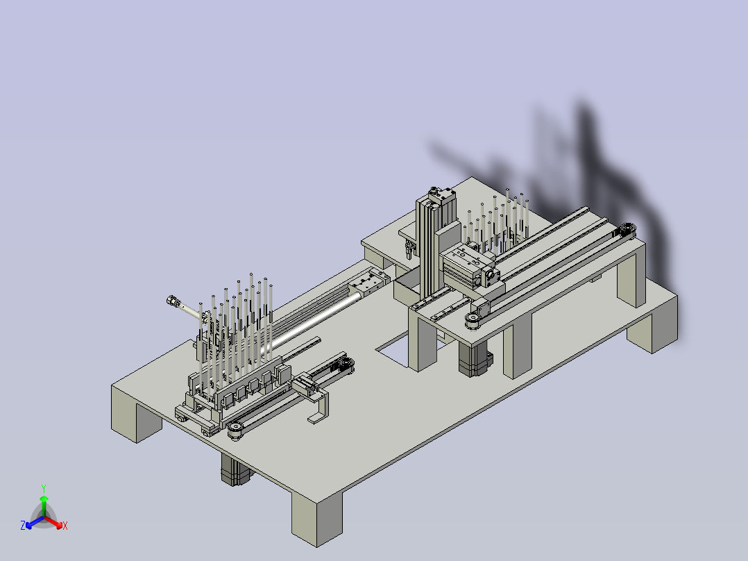 桌面式的弹夹取放料机构正等轴测图