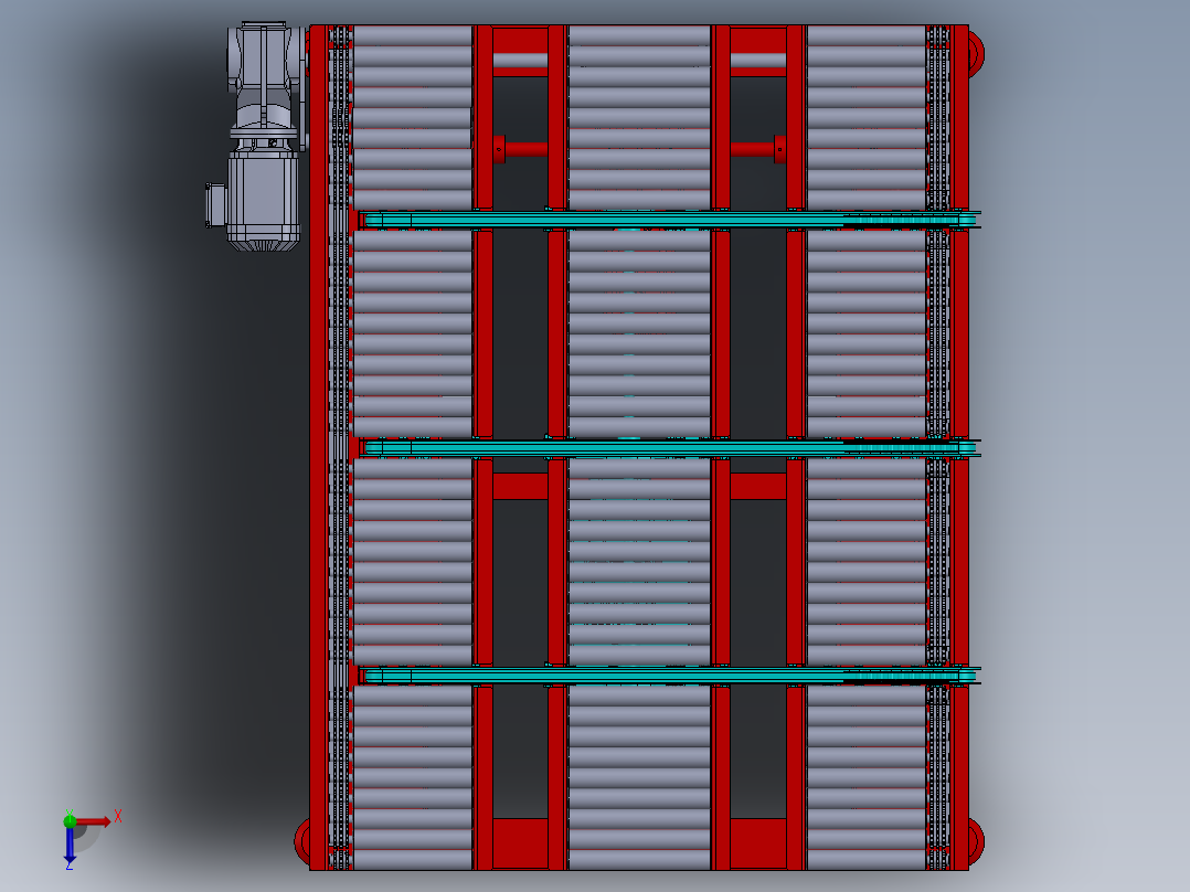 交叉传送链传送机俯视图