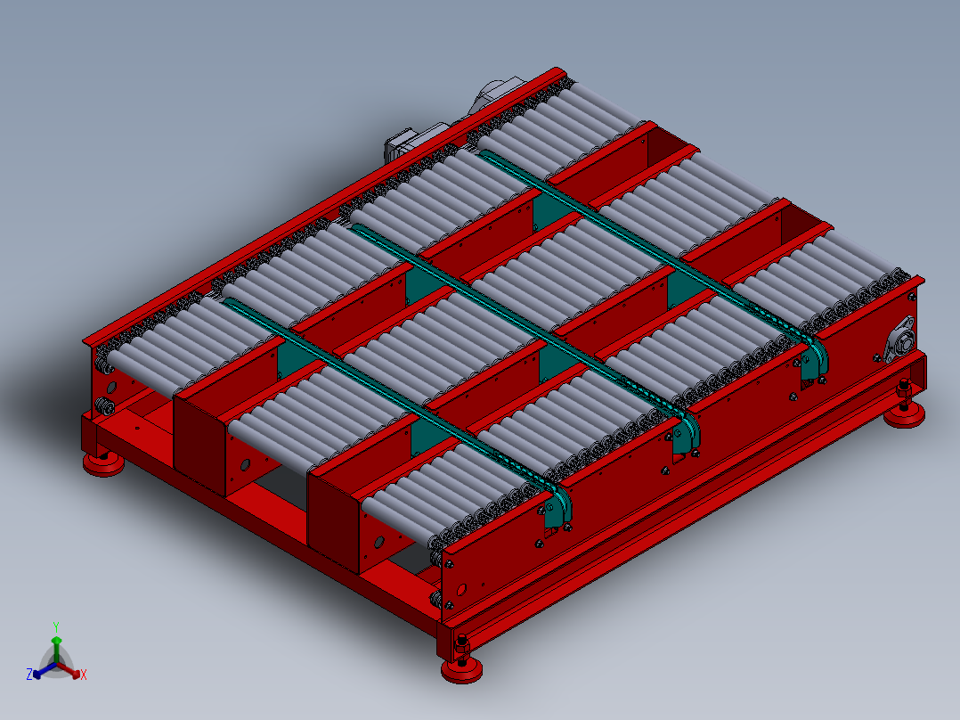 交叉传送链传送机正等轴测图