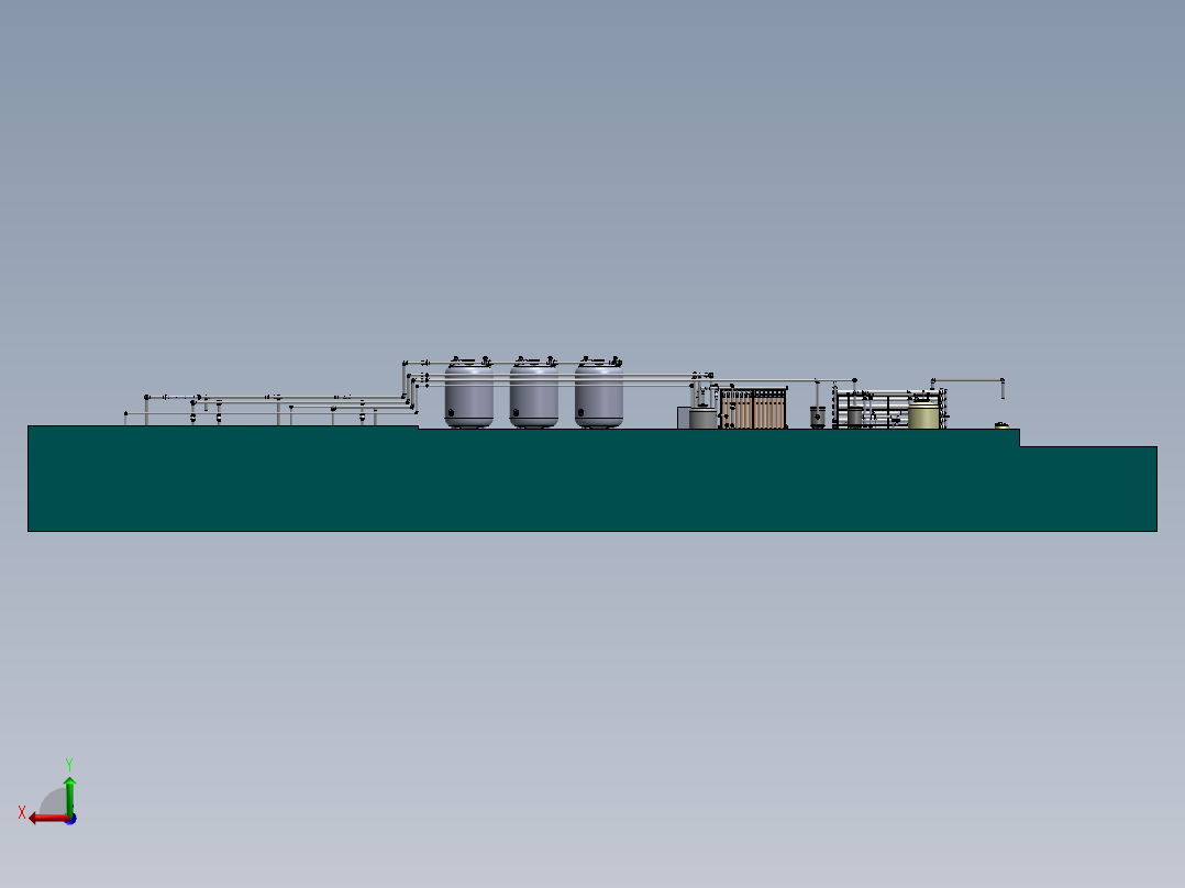 uf-ro超滤反渗透双膜法水厂 3d图 机械设计素材3D模型参考资料后视图